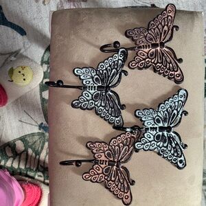 Butterfly Wall Hooks Set - Black, Brown, Blue